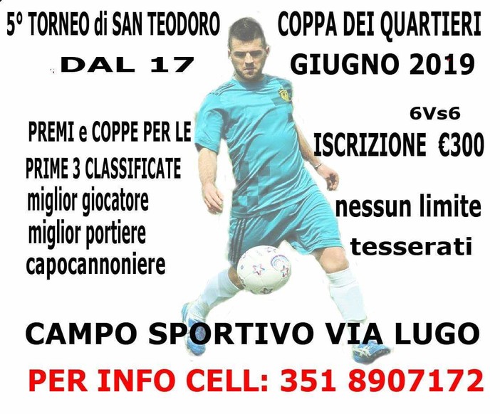 5° Torneo di San Teodoro dal 17 giugno