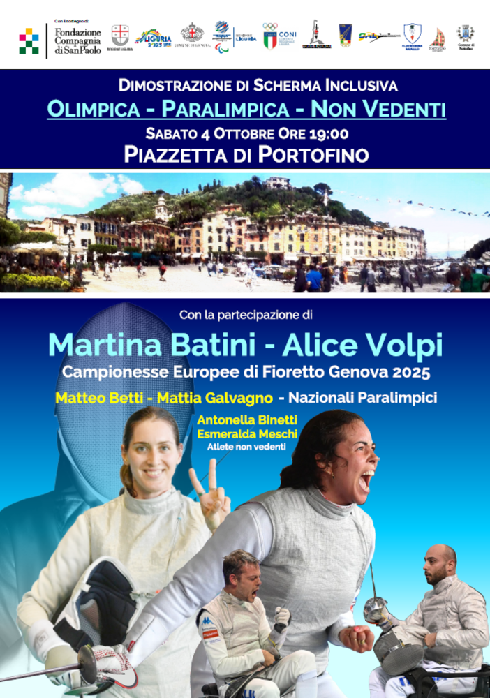 La scherma inclusiva “sbarca” sabato 4 ottobre a Portofino La scherma inclusiva “sbarca” sabato 4 ottobre a Portofino