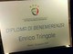 SESTRESE: ENRICO TRINGALE premiato con il prestigioso Diploma di Benemeranza