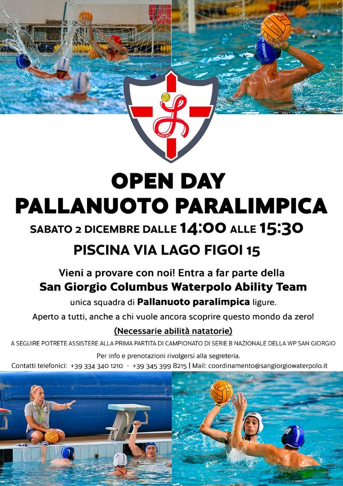 PALLANUOTO PARALIMPICO La San Giorgio Waterpolo Genova inizia il suo percorso formativo