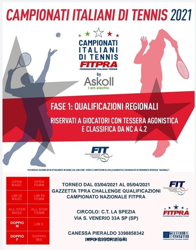 TENNIS A San Venerio con Pasqua torna il Fitpra