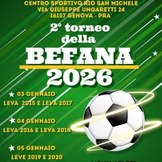 2° TORNEO DELLA BEFANA Appuntamento al Rio San Michele di Pra' dal 3 al 6 gennaio 2026 2° TORNEO DELLA BEFANA Appuntamento al Rio San Michele di Pra' dal 3 al 6 gennaio 2026