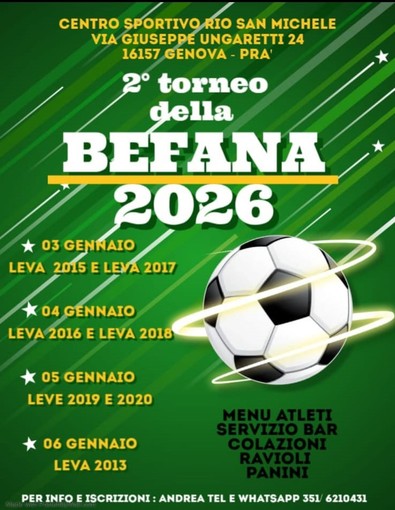 2° TORNEO DELLA BEFANA Appuntamento al Rio San Michele di Pra' dal 3 al 6 gennaio 2026