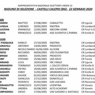 Rappresentativa Under 15 LND, al via i raduni territoriali: il 22 a Castelli Calepio (BG)