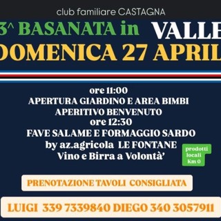 TERZA BASANATA IN VALLE Appuntamento domenica 27 aprile