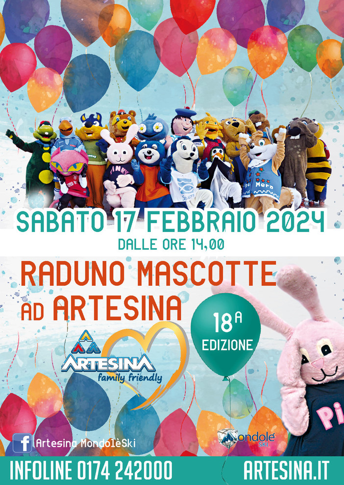 Sabato 17 febbraio il 18° raduno delle mascotte ad Artesina