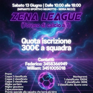 ZENA LEAGUE Sabato 13 giugno dalle 10 alle 18 appuntamento per il torneo di Serra Riccò